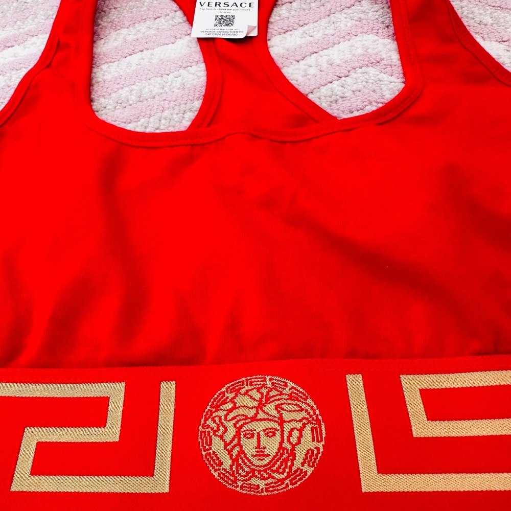 Versace Greca Sport Bra in red. Size 2. Great condition